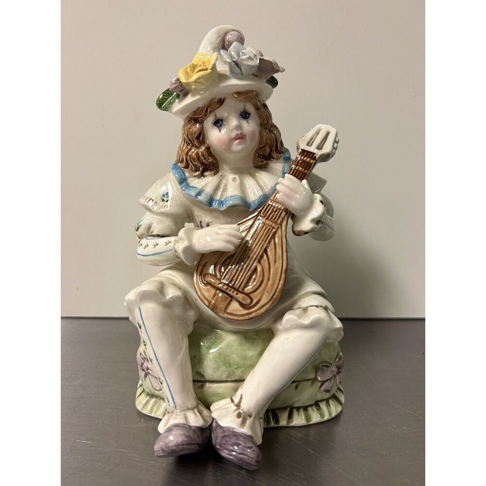 Schmid 1991 Porcelain Yamada Collection Clown Figurine Signed Music Box Figurine